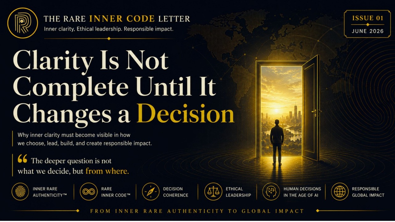 Cover image for The Rare Inner Code Letter, a GRIT™ newsletter by Nader Bagherzadeh on inner clarity, decision coherence, and responsible impact.